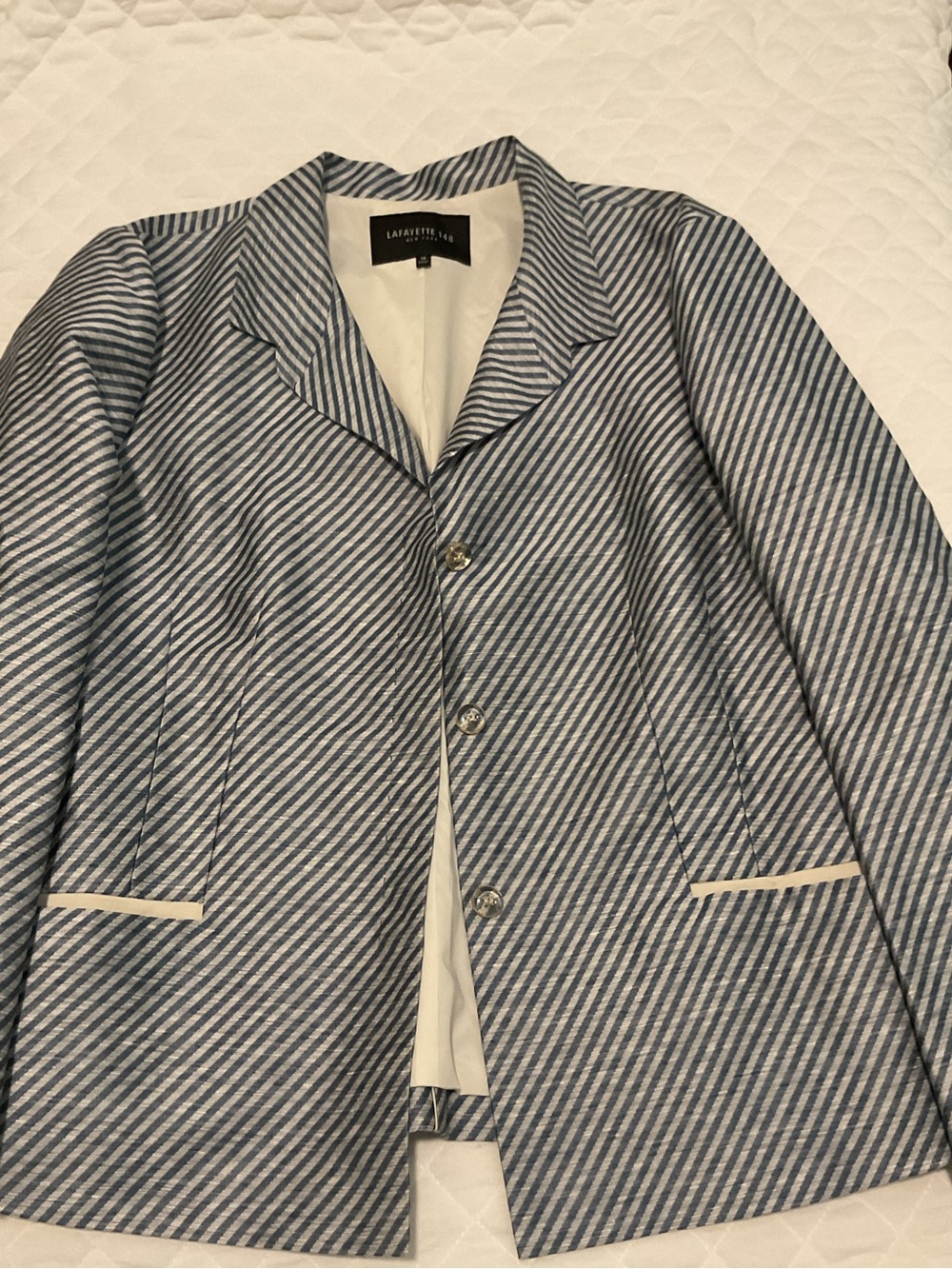 Lafayette 148 New York Jasmine Stripe Linen Blend Blazer size 12